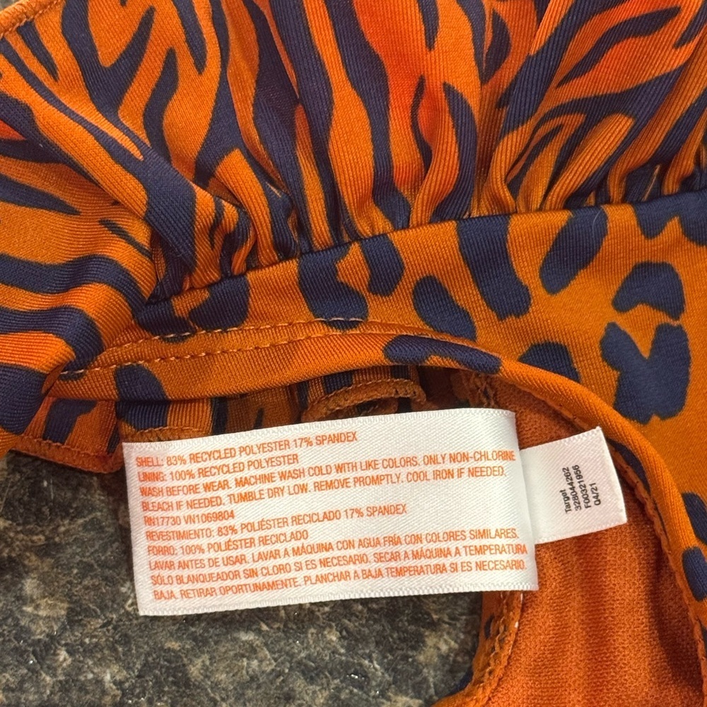 Orange Leopard Print Ruffle Swimsuit - Picture 3 of 4